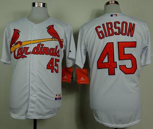 Cardinals #45 Bob Gibson White Cool Base Stitched Jersey
