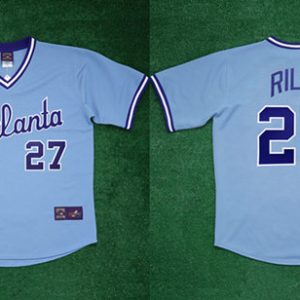 Atlanta Braves #27 Austin Riley 1982 Light Blue Cool Base Stitched Baseball Jersey