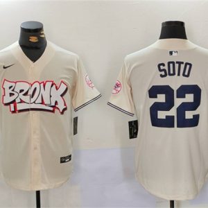 New York Yankees #22 Juan Soto Cream Bronx Graffiti V2 Vapor Limited Stitched Jersey