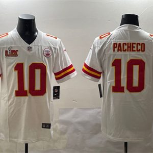 Kansas City Chiefs #10 Isiah Pacheco White 2025 Super Bowl LIX Patch Vapor Untouchable Limited Stitched Jersey