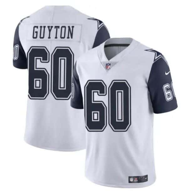 Dallas Cowboys #60 Tyler Guyton White 2024 Draft Color Rush Limited Stitched Jersey