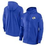 Los Angeles Rams Blue Sideline Club Performance Full-Zip Hoodie