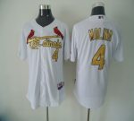 Cardinals #4 Yadier Molina White(Gold No.) Cool Base Stitched Jersey