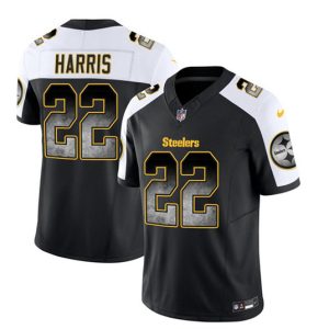 Pittsburgh Steelers #22 Najee Harris Black White 2023 F.U.S.E. Smoke Vapor Untouchable Limited Stitched Jersey
