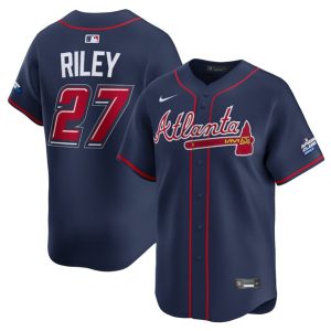 Atlanta Braves #27 Austin Riley Navy 2025 Speedway Classic Alternate Limited Stitched Jersey