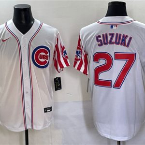 Chicago Cubs #27 Seiya Suzuki White 2025 Independence Day Vapor Premier Limited Stitched Jersey