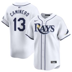 Tampa Bay Rays #13 Junior Caminero White 2024 Home Limited Stitched Jersey