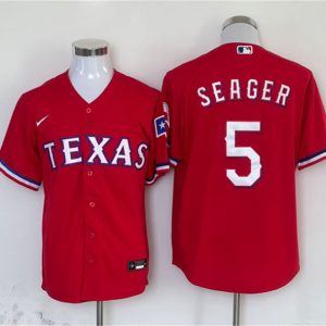 Texas Rangers #5 Corey Seager Red With Patch Cool Base Stitched Jersey