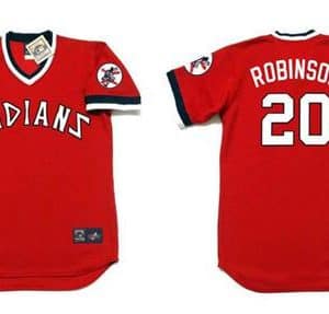 Indians #20 Eddie Robinson Red 1978 Turn Back The Clock Stitched Jersey