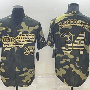 Los Angeles Dodgers #34 Toro Valenzuela Olive Cool Base Stitched Baseball Jersey