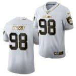 Raiders #98 Maxx Crosby White Goldebn 100th Season Limited Stitched Jersey