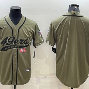 San Francisco 49ers Blank Olive Salute To Service Cool Base Stitched Baseball Jersey