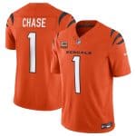 Cincinnati Bengals #1 Ja'Marr Chase Orange 2025 F.U.S.E. With 1-Star C Patch Vapor Untouchable Limited Stitched Jersey
