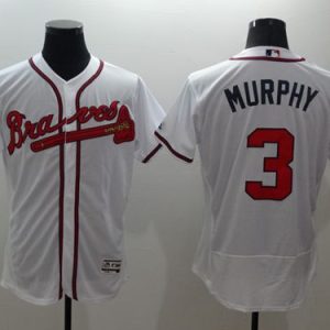 Braves #3 Dale Murphy White Flexbase Authentic Collection Stitched Jersey