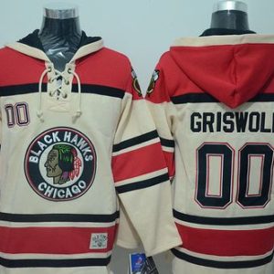 Blackhawks #00 Clark Griswold Cream Sawyer Hooded Sweatshirt Stitched Jersey