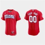 Miami Marlins Customized Red 2021 City Connect Replica Flex Base Stitched MLB Jersey