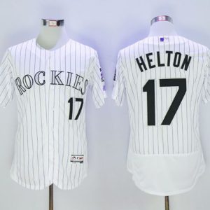 Rockies #17 Todd Helton White Strip Flexbase Authentic Collection Stitched Jersey