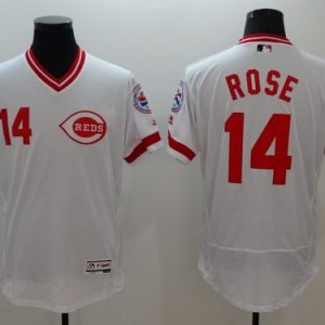 Reds #14 Pete Rose White Flexbase Authentic Collection Cooperstown Stitched Jersey