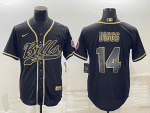 Buffalo Bills #14 Stefon Diggs Black Gold With Patch Cool Base Stitched Baseball Jersey