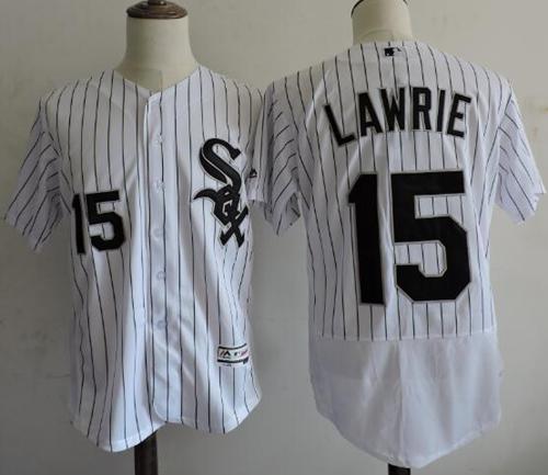 White Sox #15 Brett Lawrie White(Black Strip) Flexbase Authentic Collection Stitched Jersey