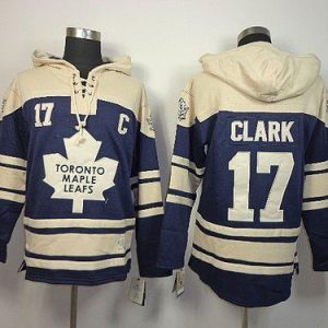 Maple Leafs #17 Wendel Clark Blue Sawyer Hooded Sweatshirt Stitched Jersey