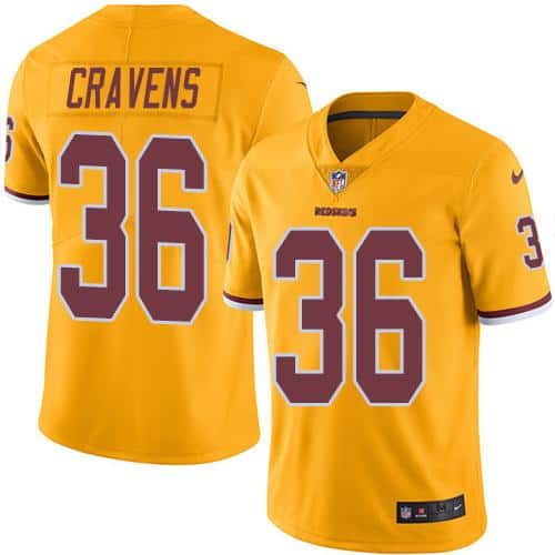 Redskins #36 Su'a Cravens Gold Stitched Limited Rush Nike Jersey