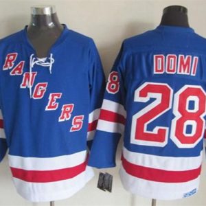 Rangers #28 Tie Domi Light Blue CCM Throwback Stitched Jersey