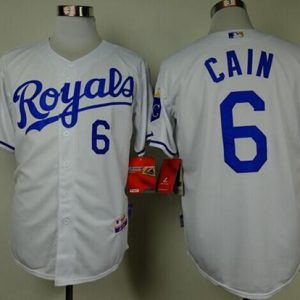 Royals #6 Lorenzo Cain White Cool Base Stitched Jersey