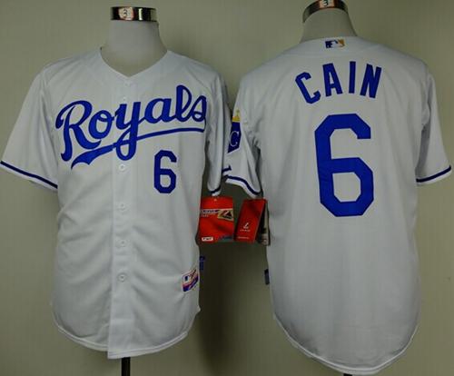 Royals #6 Lorenzo Cain White Cool Base Stitched Jersey