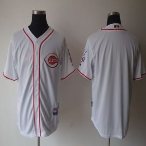 Reds Blank White Home Cool Base Stitched Jersey