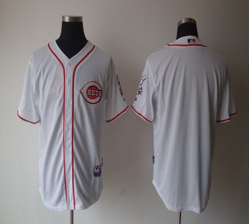 Reds Blank White Home Cool Base Stitched Jersey