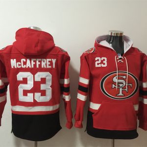 San Francisco 49ers #23 Christian McCaffrey Red Black Ageless Must-Have Lace-Up Pullover Hoodie