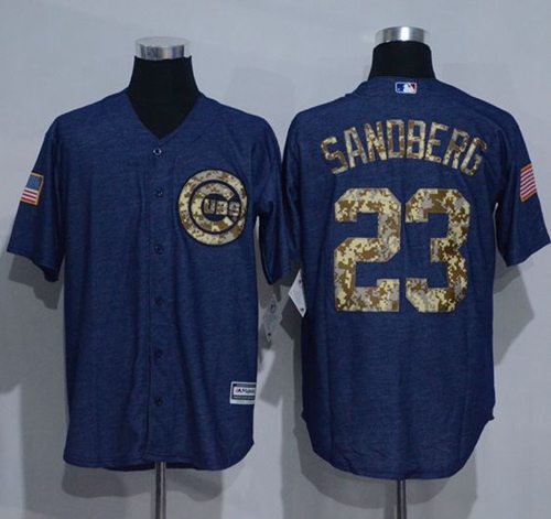 Cubs #23 Ryne Sandberg Denim Blue Salute To Service Stitched Jersey