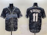 Los Angeles Dodgers #11 Roki Sasaki Gray Camo With Patch Cool Base Stitched Jersey