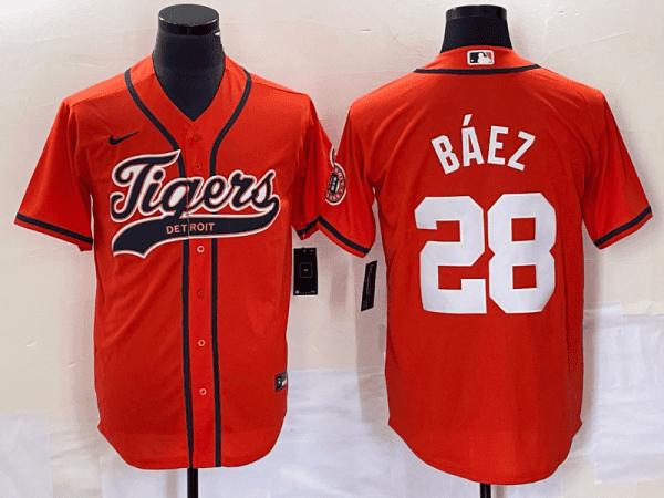 Detroit Tigers #28 Javier B¨¢ez Orange Cool Base Stitched Jersey