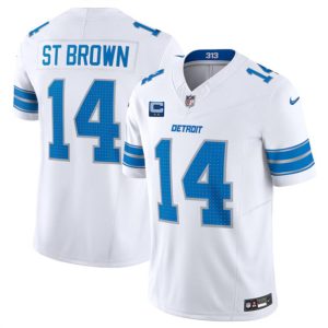 Detroit Lions #14 Amon-Ra St. Brown White 2024 F.U.S.E. With 2-Star C Patch Vapor Limited Stitched Jersey