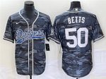Los Angeles Dodgers #50 Mookie Betts Gray Camo Cool Base With Patch Stitched Jersey