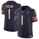 Chicago Bears #1 Justin Fields Navy 2023 F.U.S.E. With John Madden Patch Vapor Limited Stitched Jersey