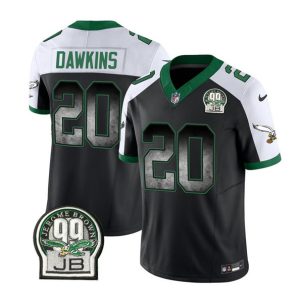 Philadelphia Eagles #20 Brian Dawkins Black White 2023 F.U.S.E. Throwback Vapor Untouchable Limited Stitched Jersey