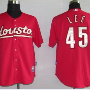 Mitchell And Ness Astros #45 Carlos Lee Red Stitched Throwback Jersey