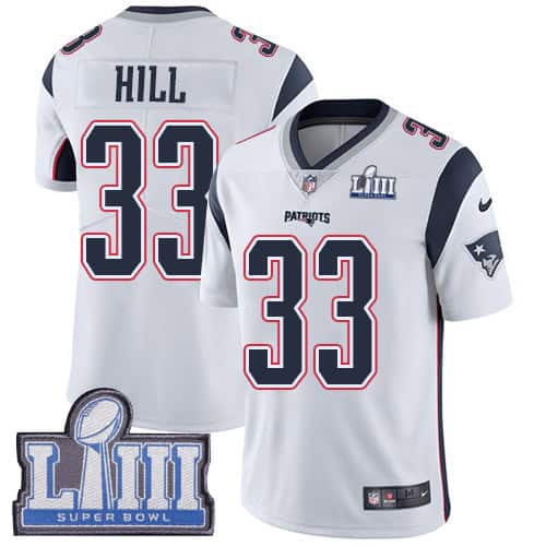New England Patriots #33 Jeremy Hill White Super Bowl LIII Vapor Untouchable Limited Stitched Jersey