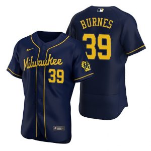 Milwaukee Brewers #39 Corbin Burnes Navy Flex Base Stitched Jersey