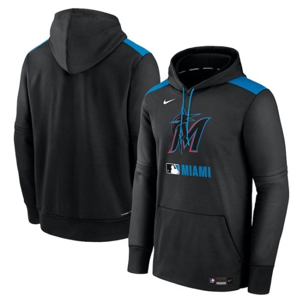 Miami Marlins Black Collection Performance Pullover Hoodie