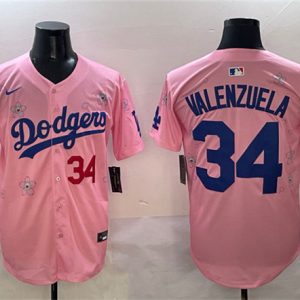 Los Angeles Dodgers #34 Fernando Valenzuela Pink 2025 Tokyo Series Limited Stitched Jersey
