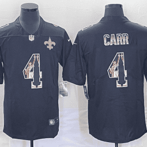 New Orleans Saints #4 Derek Carr Black Statue Of Liberty Limited Stitched Jersey