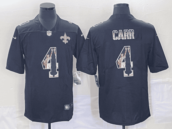 New Orleans Saints #4 Derek Carr Black Statue Of Liberty Limited Stitched Jersey