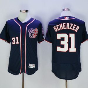 Nationals #31 Max Scherzer Navy Blue Flexbase Authentic Collection Stitched Jersey