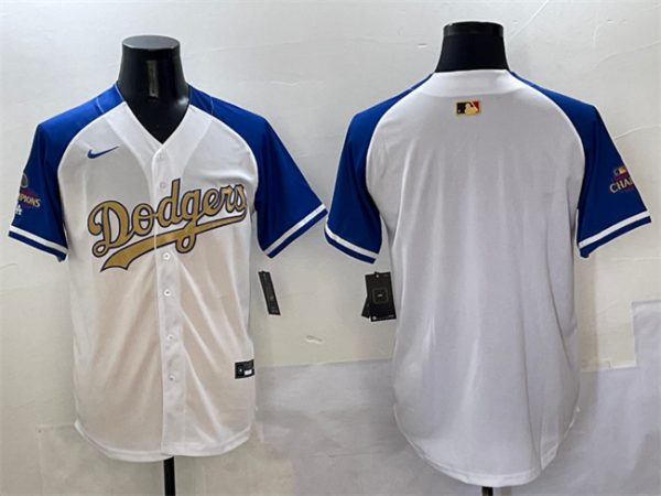 Los Angeles Dodgers Blank White Royal Gold 2024 World Series Champions Vapor Limited Stitched Jersey
