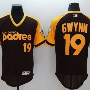 Padres #19 Tony Gwynn Brown Gold Flexbase Authentic Collection Cooperstown Stitched Jersey