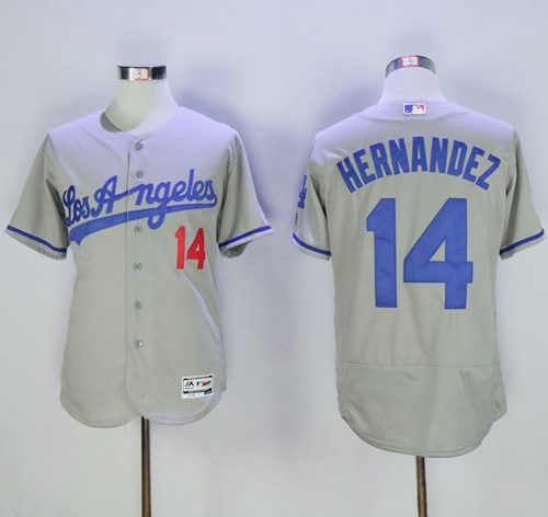Dodgers #14 Enrique Hernandez Grey Flexbase Authentic Collection Road Stitched Jersey
